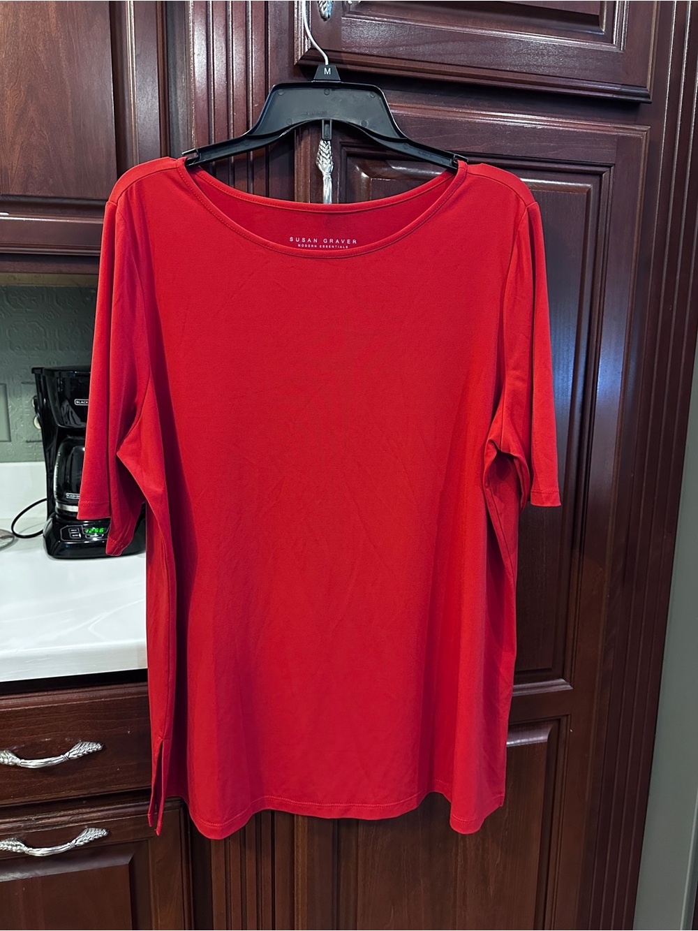 Susan Graver XL Red Women's Short Sleeve Top